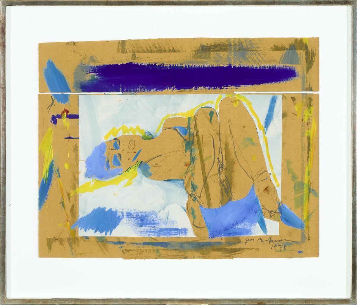 Erotic composition. Signed Jens Birkemose 1978. Gouache and collage on cardboard. Sheet size 45×60 cm.