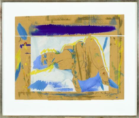 Jens Birkemose: Erotic composition. Signed Jens Birkemose 1978. Gouache and collage on cardboard. Sheet size 45 x 60 cm.