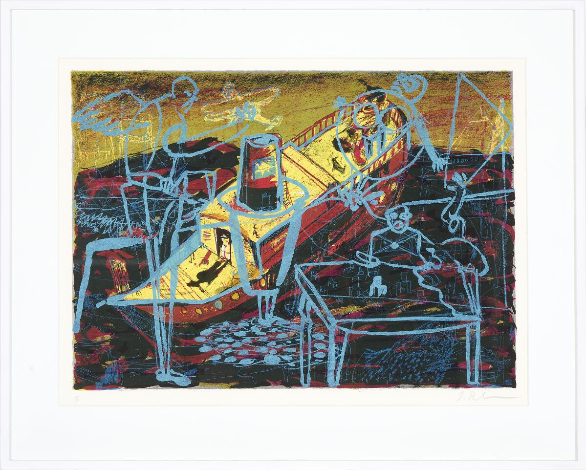 Untitled. Signed J. Birkemose, II. Lithograph in colours. Visible size 43×59 cm.