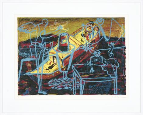Jens Birkemose: Untitled. Signed J. Birkemose, II. Lithograph in colours. Visible size 43 x 59 cm.