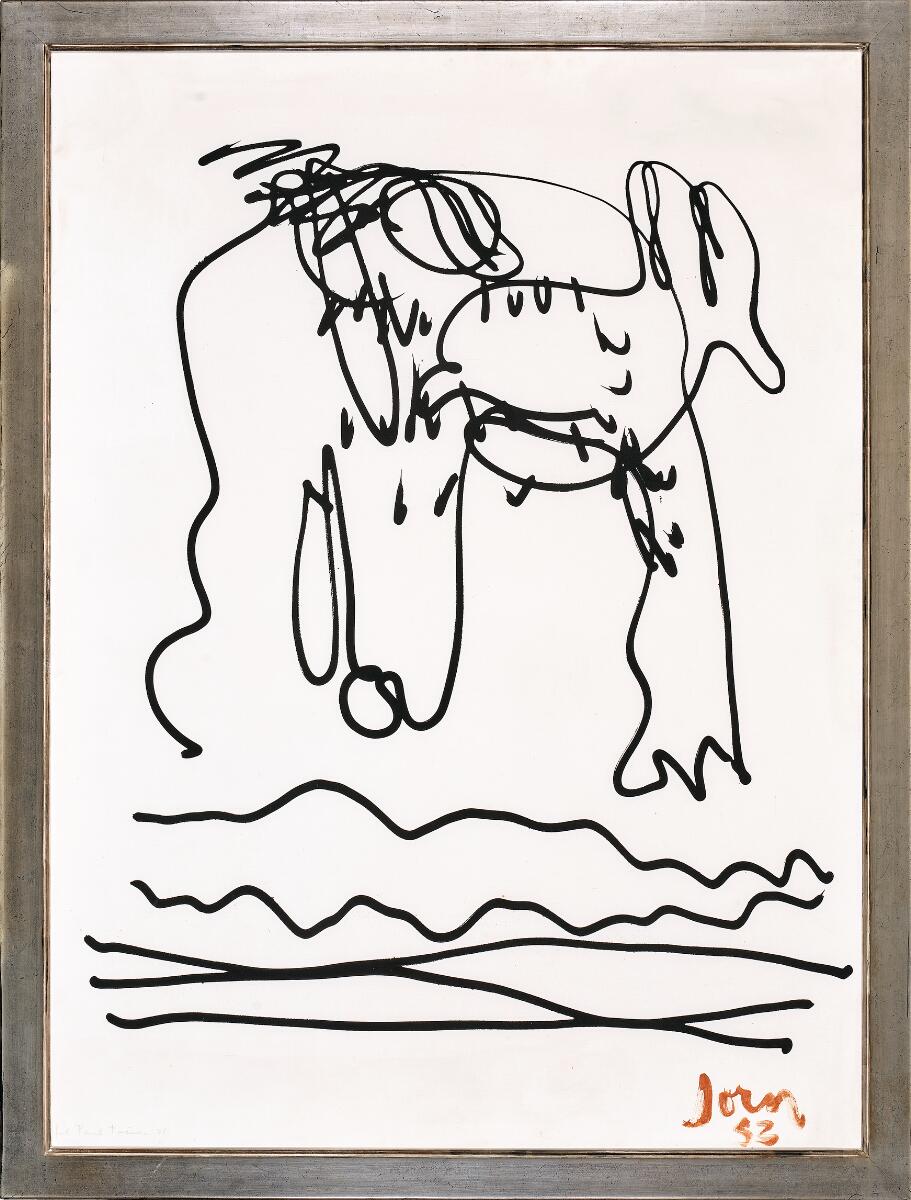 Untitled, Lystegning nr. 18 (Light Drawing No. 18), 1953/1970. Signed Jorn 53 and Fot. Poul Pedersen 71. Photogravure on canvas laid down on board. 120×90 cm.