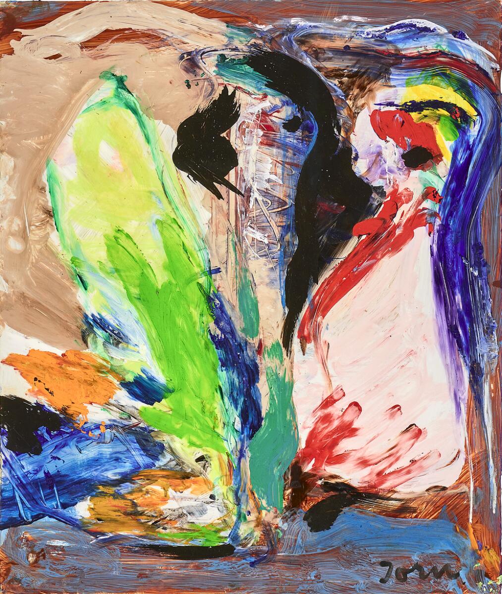Untitled, executed in Havana, Cuba January 1968. Signed Jorn. Acrylic on foil. 41×35 cm.