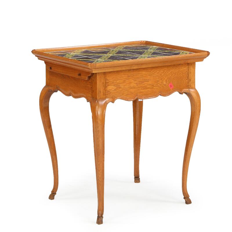 SOLD. A Danish baroqe oakwood tile-top table with 20 ...