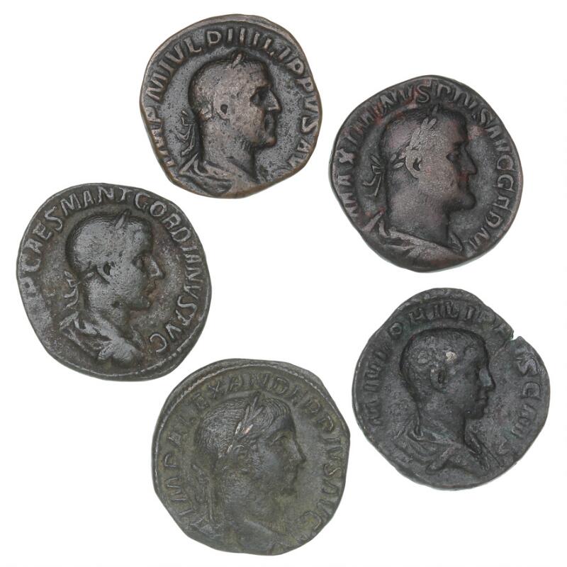 Roman Empire, 5 Sestertii from Alexander Severus, Maximinus I, Gordian III...
