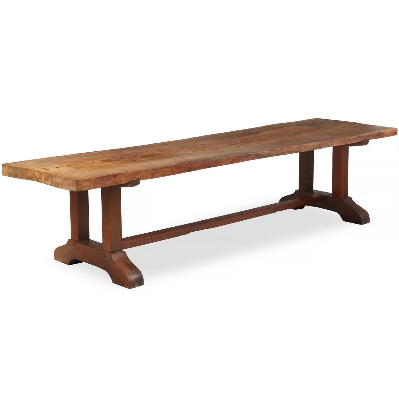 An acacia wood refectory table with hardwood lower part. The Philippines...