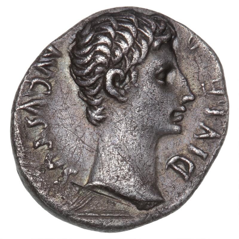 Roman Empire, Augustus, 27 BC - 14 AD, Denarius, Lugdunum (Lyon), c. 15 BC...