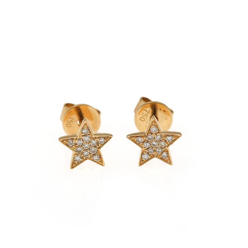 A pair of ear studs in shape of stars, each set with numerous brilliant-cut...