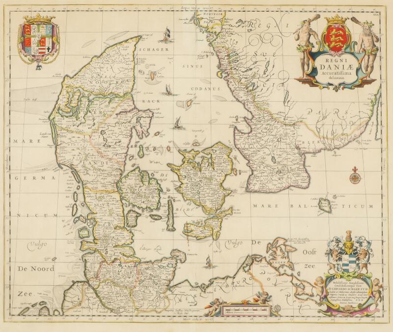 Jan Janssonius: “Regni Daniæ”. Map of Denmark. Handcoloured engraving...
