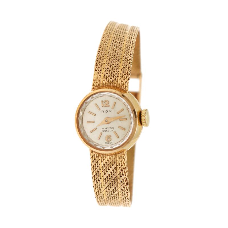 Rox: A lady's wristwatch of 18k gold. Mechanical movement with manual ...