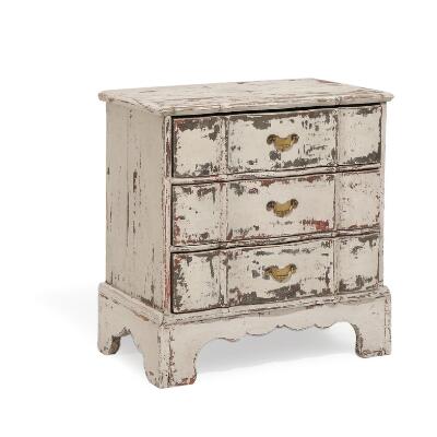 A Greypainted Baroque Chest Of Drawers Curved Front With Three
