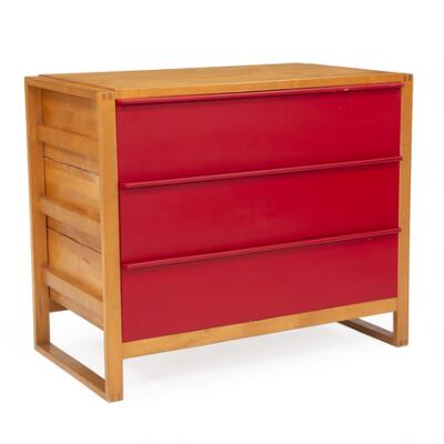 Swedish Design Beech Chest Of Drawers With Birch Wood Top Front