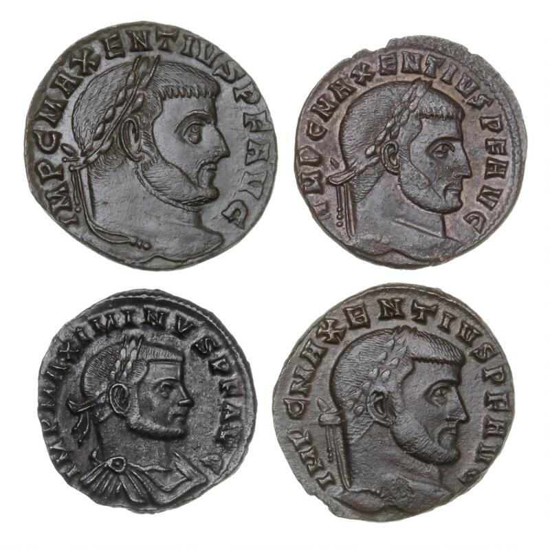 Roman Empire, 4 Follis, Maxentius, 306–312, Sear 3776, 3779, 3781...