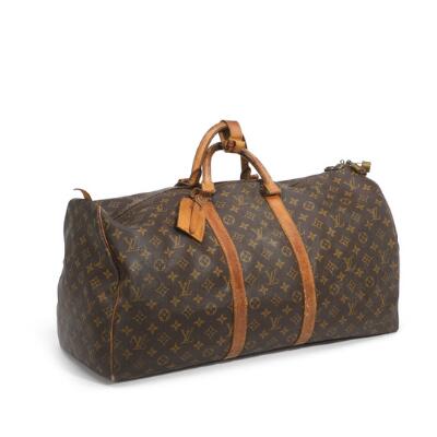 Louis Vuitton Classic Keepall Leather Monogram Travel Bag
