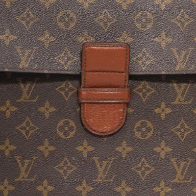 Louis Vuitton Ministre Briefcase Document Case Brown Leather