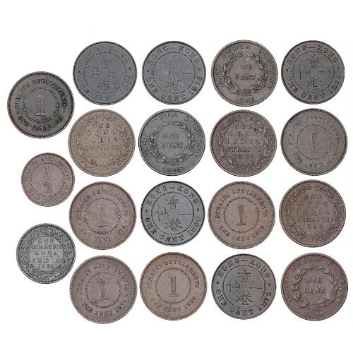 Collection of coins from Hong Kong, Straits Settlements, India and East ...