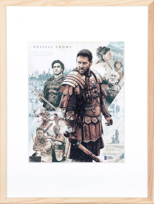 'Gladiator'. A signed colour photograph of the New Zealand actor Russell...