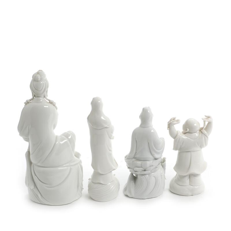 SOLD. Four Chinese blanc de chine figurines in shape of