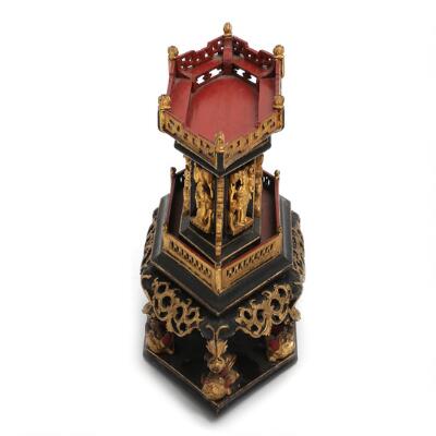 A late 19th century Chinese lacquer and wood offering box