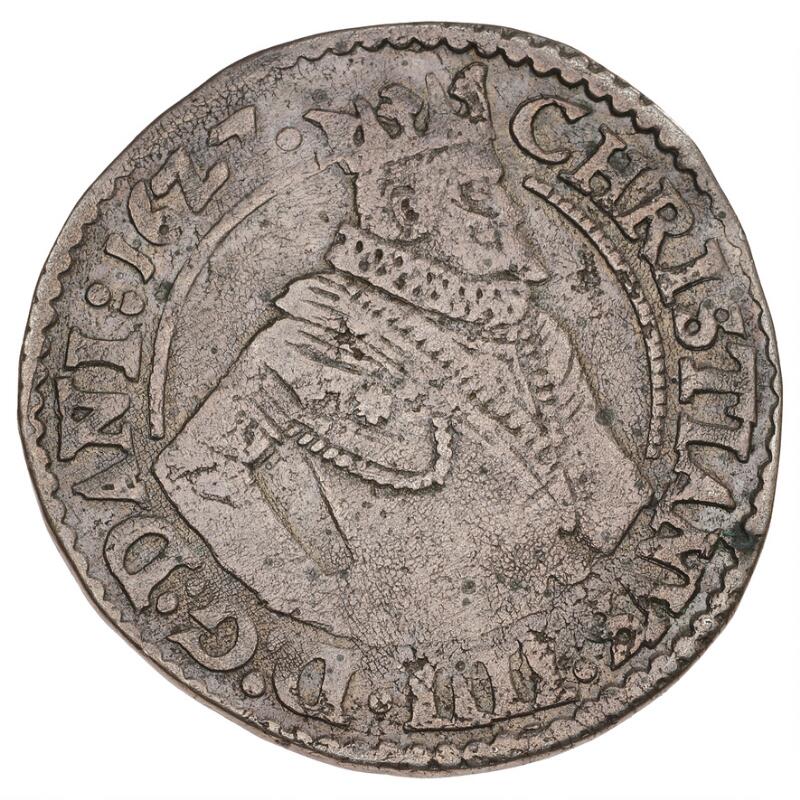 Christian IV, Glückstadt, mark 1627, H 173 - rare date – Bruun
