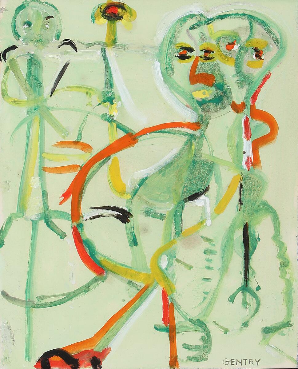 Herbert Gentry: Untitled. Signed and dated. Mixed media on paper. Sheet size 26 x 21 cm.