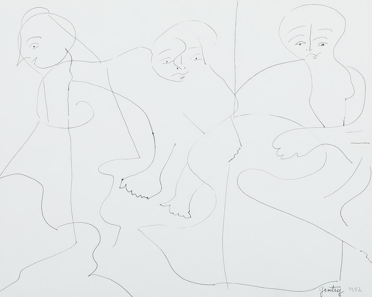 Herbert Gentry: Untitled. Signed Gentry, 1982. Ink on paper. Sheet size 27 x 33 cm.