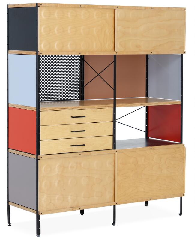 Charles Eames, Ray Eames: Wall unit with black lacquered metal