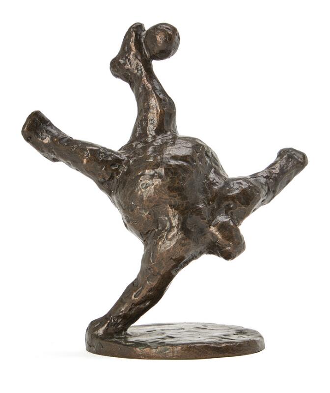 Keld Moseholm: Football player. Signed KM, 1/8. Patinated bronze