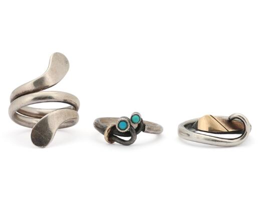 Ensemble Bijoux Argent 925 Andreas Mikkelsen (Danemark, Vers 1970) - Collier Et Bracelet, Occasion