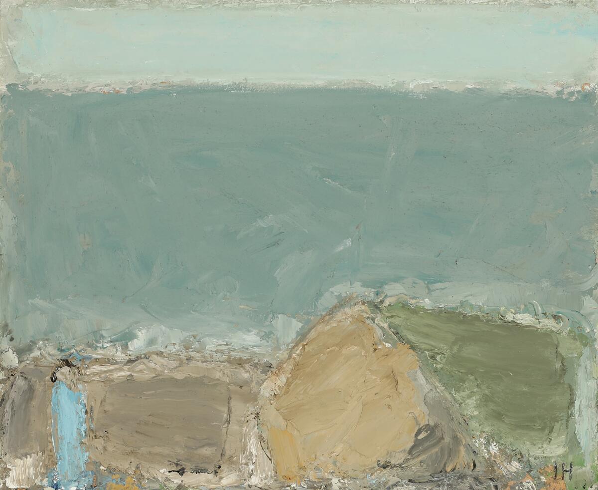 Johannes Hofmeister: Figure in landscape. Signed JH. Oil on panel. 45 x 55 cm.