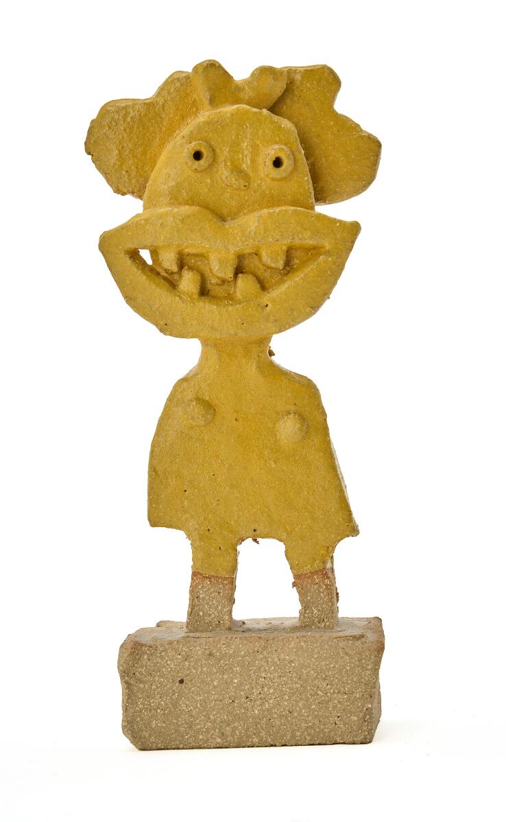 Leif Sylvester: "Laughing girl". Signed Sylvester. Painted ceramic. H. 17 cm.