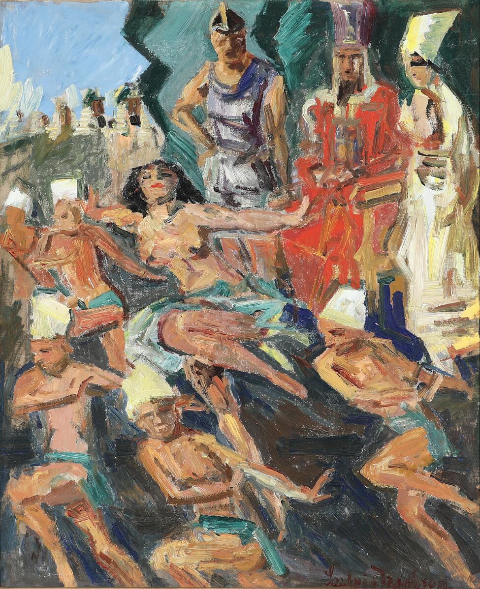 Ludvig Jacobsen: Scene from Aida. Signed Ludvig Jacobsen. Oil on canvas. 65 x 55 cm.