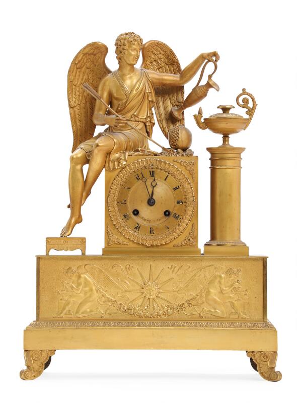 THE MONUMENTAL ERA フランコ・ボルシ著 A French Empire gilt bronze figural mante clock. Early 19th