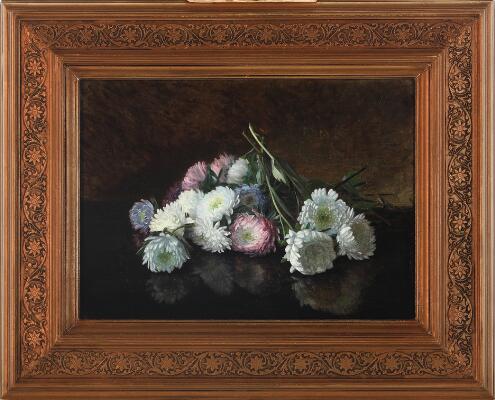 Signe Andreasen: Still life with flowers. Unsigned. Oil on canvas