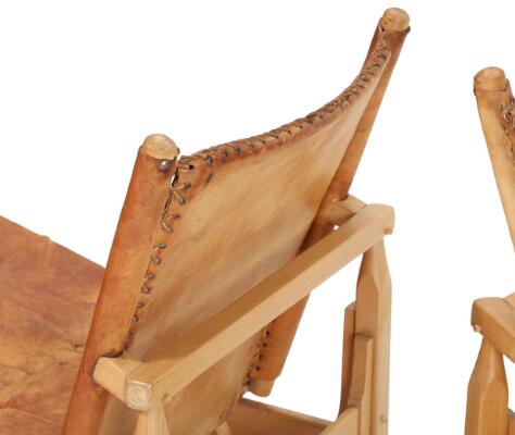 Werner Biermann: A par of teak easy chairs. Seat and back with