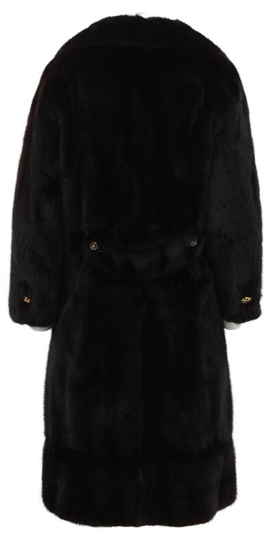 Birger Christensen: A dark brown mink fur jacket with a collar
