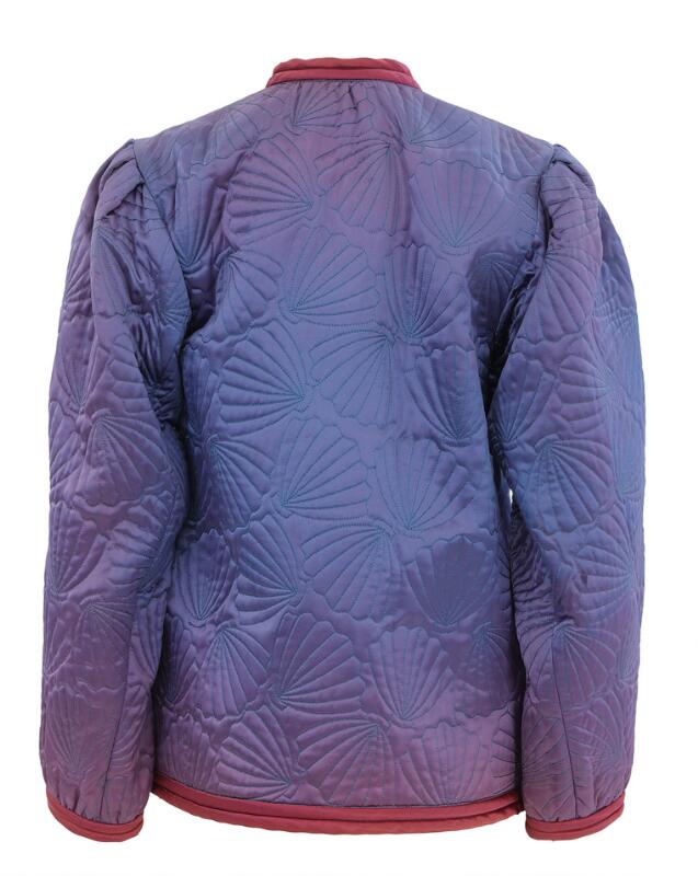 Yves Saint Laurent: An ombre purple/pink jacket set with a pattern