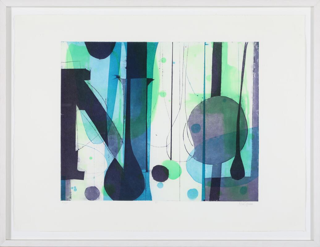 Astrid Sylwan: Two compositions. Signed. Aquatint etching in