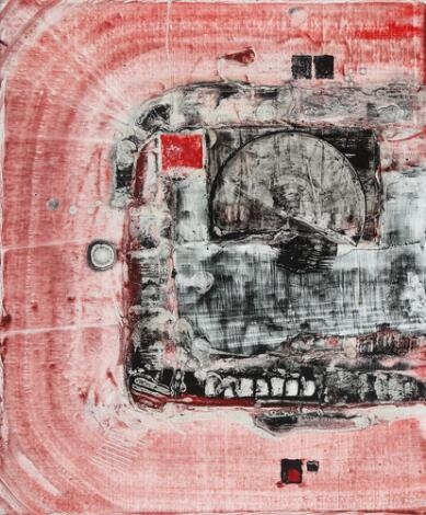 Jean-Pierre Vielfaure: "Univers labyrinthique d'invention pure", 1961. Signed on the back J.P. Vielfaure with date. Oil on canvas. 65 x 53 cm.