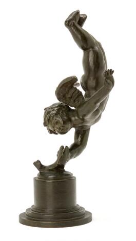 Johannes C. Bjerg: Fish Cupid. Signed Bjerg 31. Bronze figure. H. 38 cm.