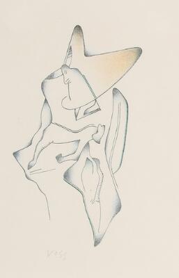 Jan Voss: Untitled. Signed Voss. Lithograph in colours. Sheet size