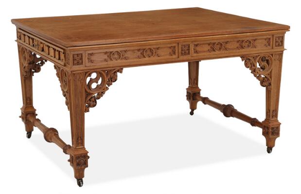 SOLD. An English oak desk in Gothic style. 19th/20th century. H