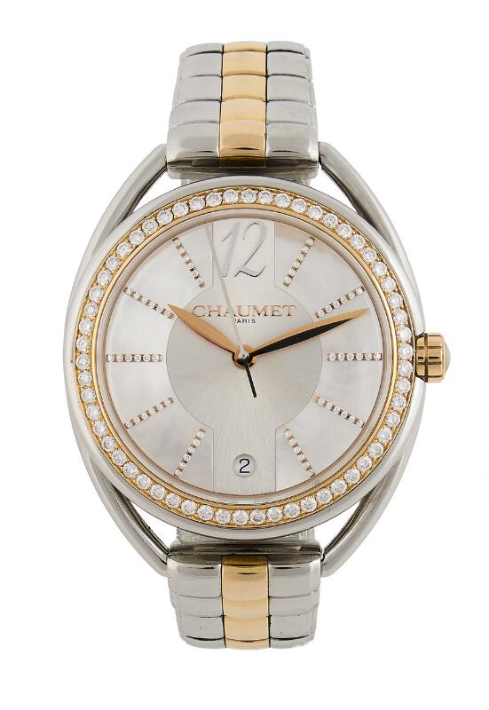 CHAUMETラー Chaumet: Liens of 18k red gold and steel with diamond-set dial and