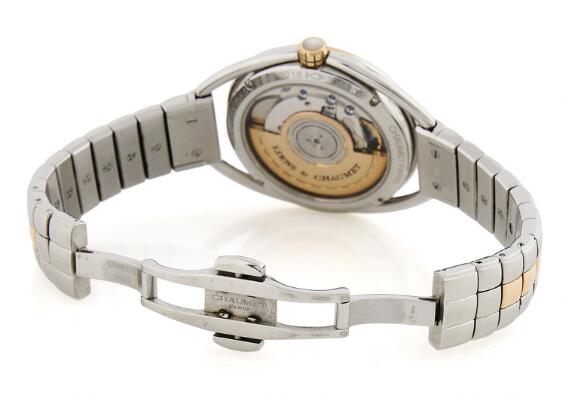 Chaumet: Liens of 18k red gold and steel with diamond-set dial and