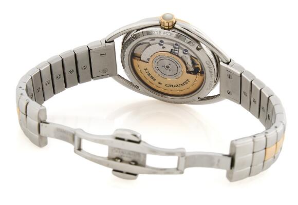 Chaumet: Liens of 18k red gold and steel with diamond-set dial and