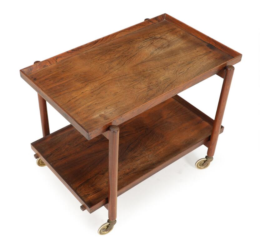 キッチンワゴン Poul Hundevad Rosewood wagon Poul Hundevad: Rosewood trolley with sliding top and underlying