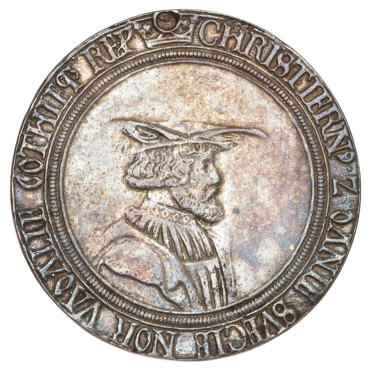 Christian II, 1513–1523, 1 sølvgylden nd, copy (Sømod), Sieg 11, Galster 44