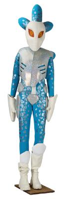 'Alien' (alien) -- Costume from the Danish TV show 'Hvem holder masken' (can you keep a straight face; 2021–2022). Made of artificial materials, etc. H. 210 cm.