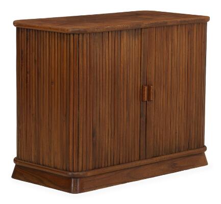 Small elm cabinet with tambour doors. Inside with shelves. Made 1940s. H. 59 cm. L. 75 cm. D. 38 cm.