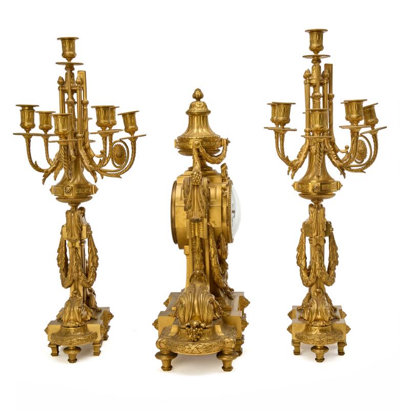 A large French gilt bronze mantelpiece. Louis XVI style, late 19th