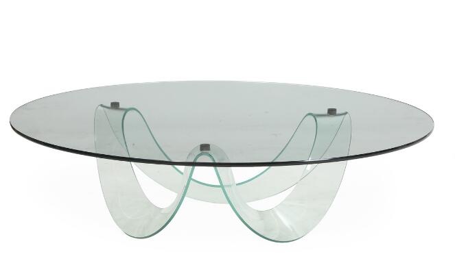 A circular coffee table with glass frame and top. Manufactured and marked by FIAM, Italy. 2000s. H. 33. Diam. 125 cm.